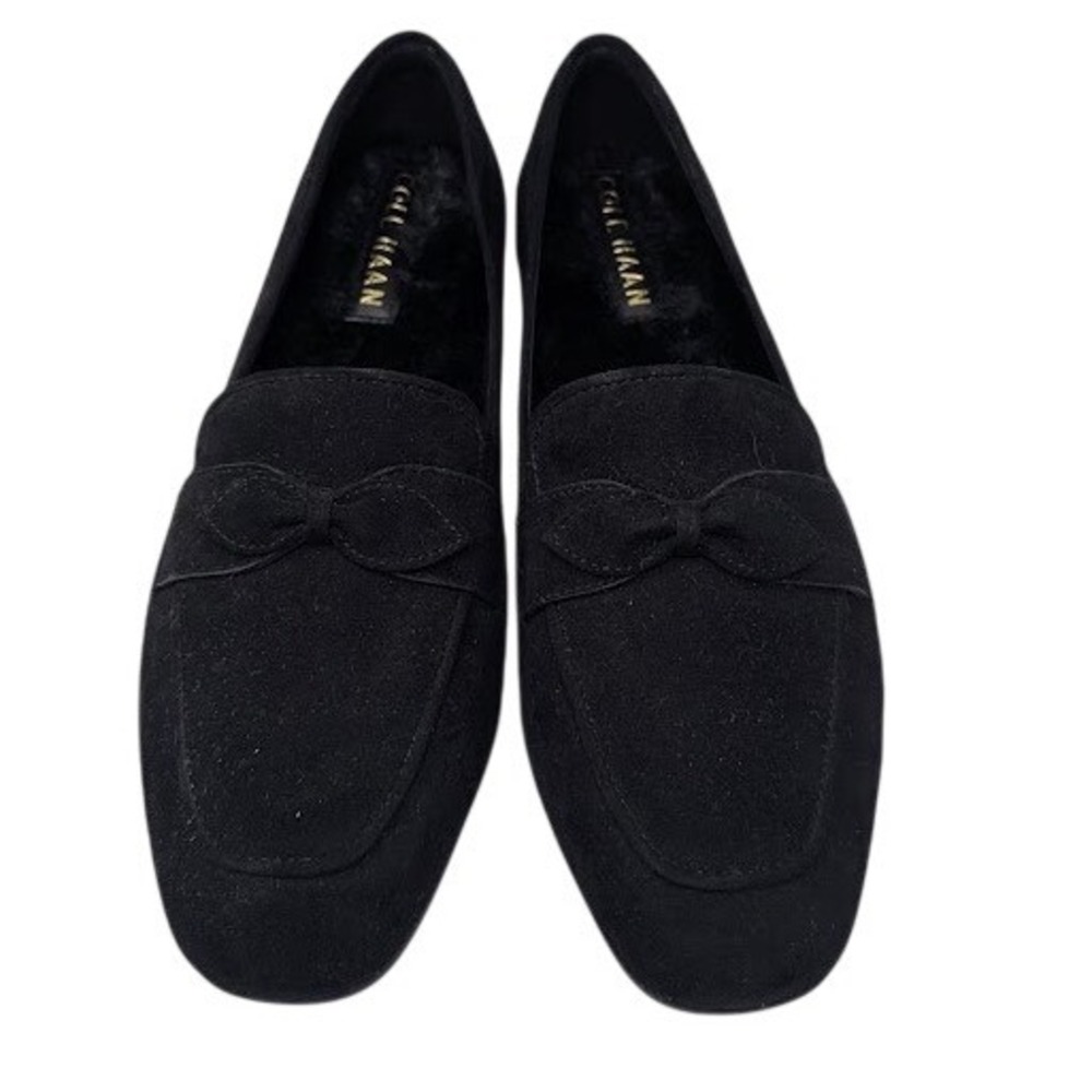 Cole Haan‎ York Bow Loafer Black Suede Women's sz 6.5